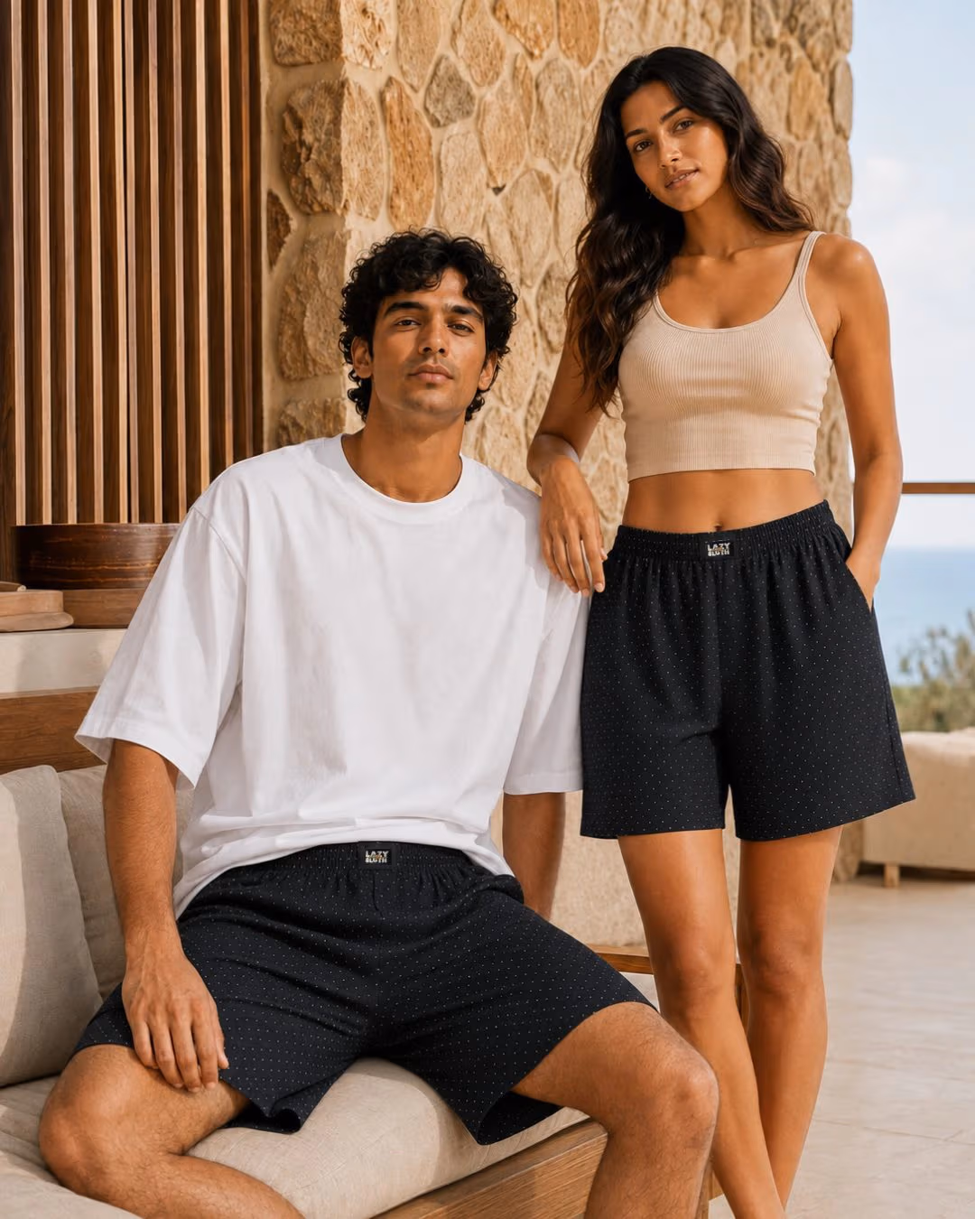 LAZY SLOTH Unisex Printed Cotton Boxer Shorts — Blackout & Chill thumbnail 4