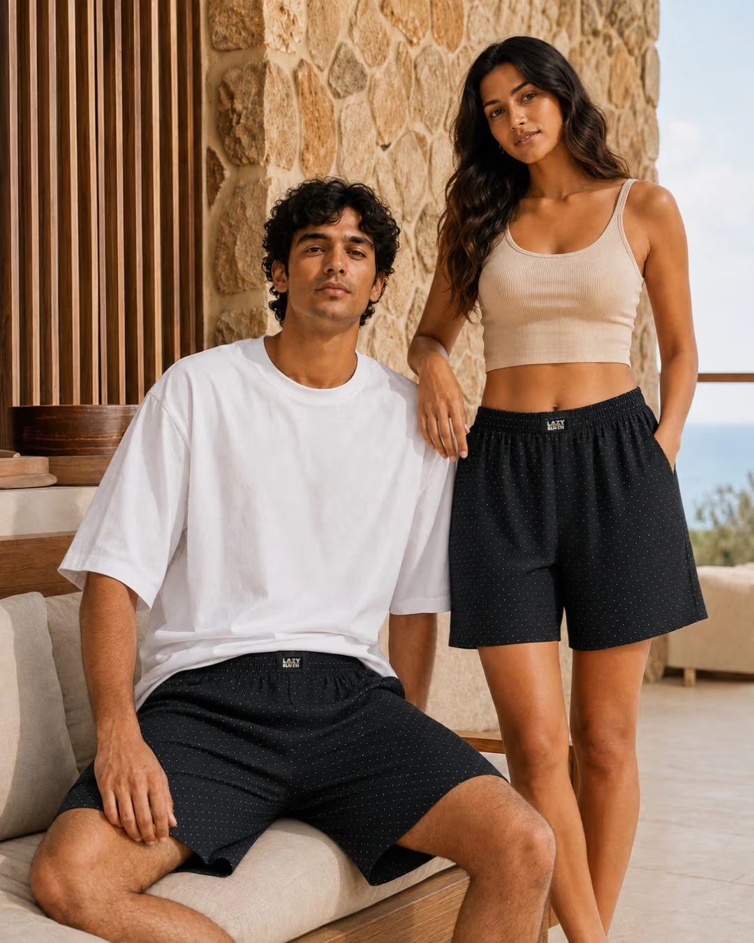 LAZY SLOTH Unisex Printed Cotton Boxer Shorts — Blackout & Chill thumbnail 4