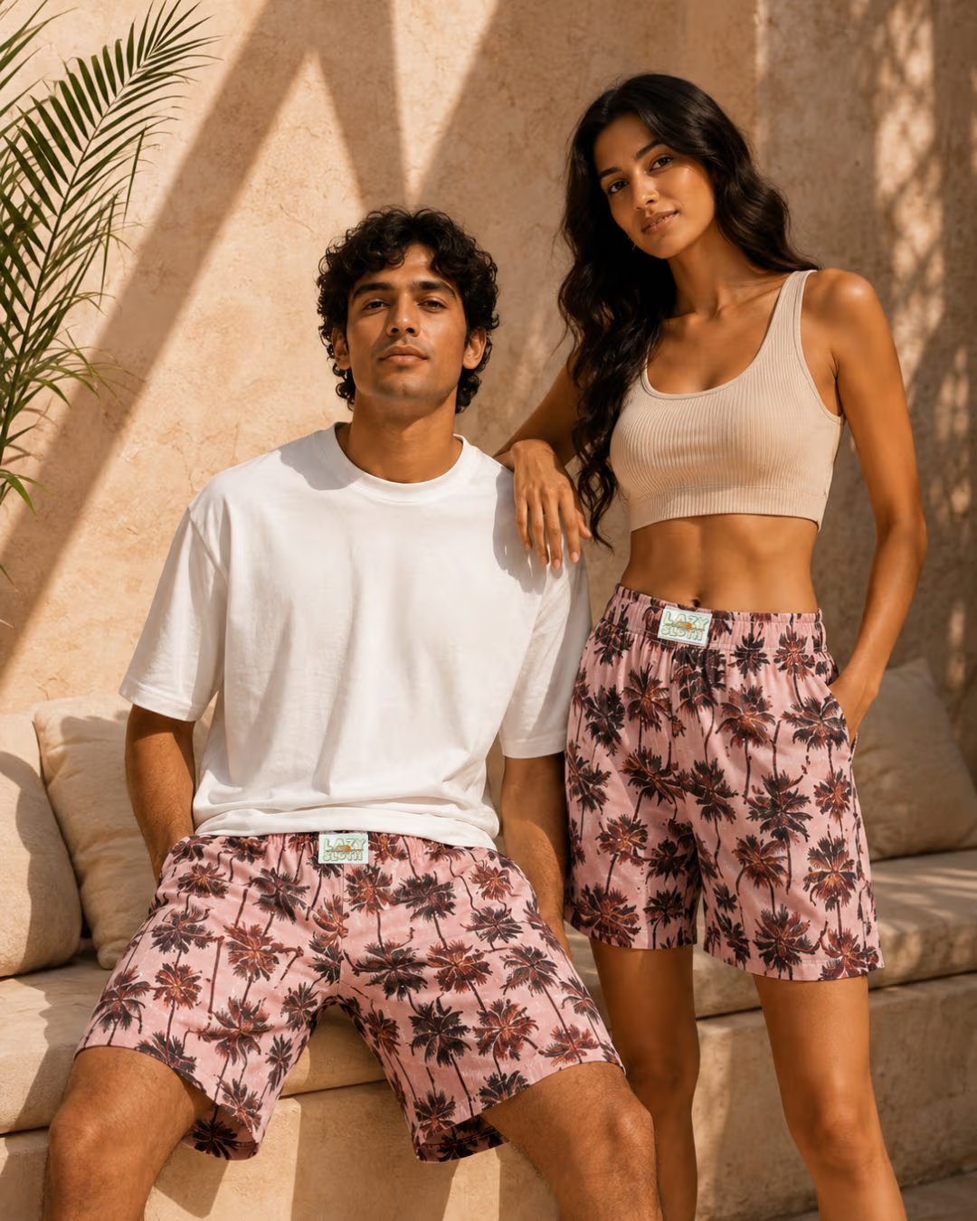 LAZY SLOTH Unisex Printed Cotton Boxer Shorts — Rosé Sundowner thumbnail 4