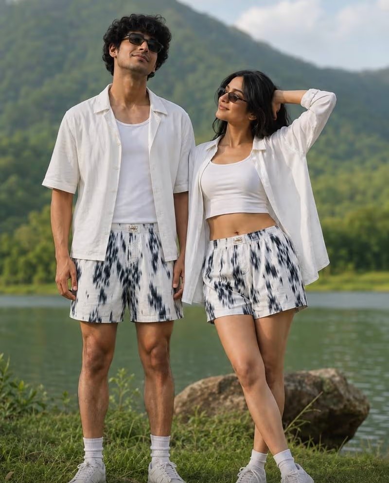 LAZY SLOTH Unisex Printed Cotton Boxer Shorts — Emerald Echo thumbnail 4